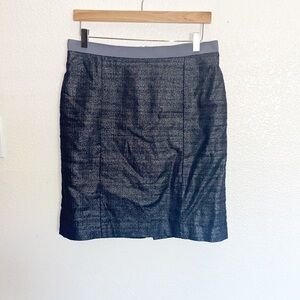 Loft Metallic Charcoal Gray Pencil Work Skirt